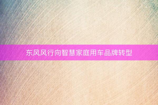 东风风行向智慧家庭用车品牌转型