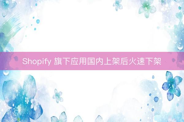Shopify 旗下应用国内上架后火速下架