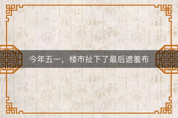 今年五一，楼市扯下了最后遮羞布