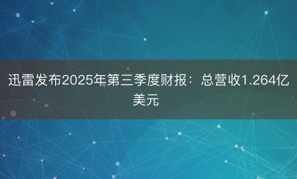 迅雷发布2025年第三季度财报：总营收1.264亿美元 