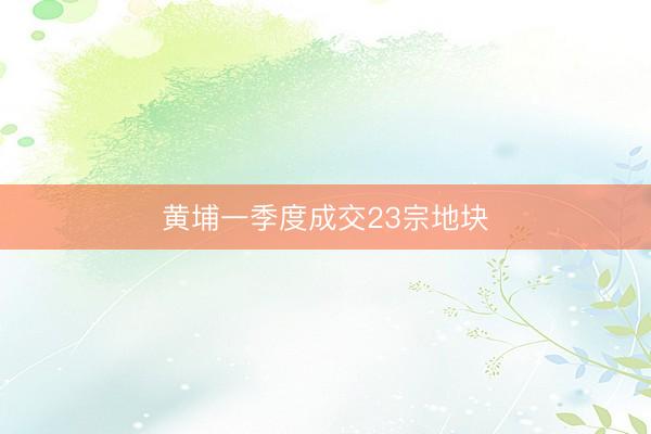 黄埔一季度成交23宗地块
