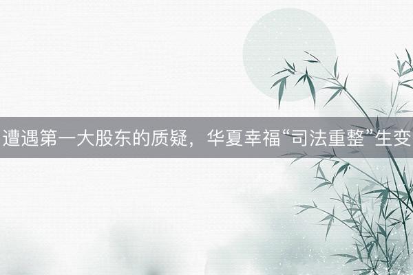 遭遇第一大股东的质疑，华夏幸福“司法重整”生变