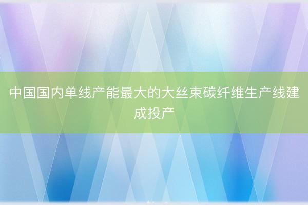 中国国内单线产能最大的大丝束碳纤维生产线建成投产