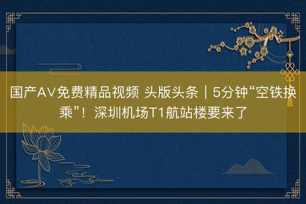 国产A∨免费精品视频 头版头条｜5分钟“空铁换乘”！深圳机场T1航站楼要来了