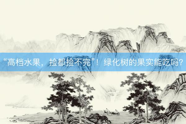 “高档水果，捡都捡不完”！绿化树的果实能吃吗？