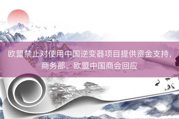 欧盟禁止对使用中国逆变器项目提供资金支持，商务部、欧盟中国商会回应
