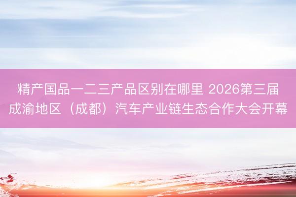 精产国品一二三产品区别在哪里 2026第三届成渝地区（成都）汽车产业链生态合作大会开幕