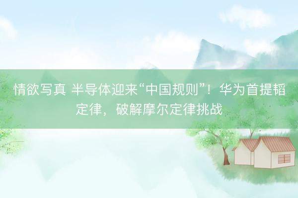 情欲写真 半导体迎来“中国规则”!华为首提韬定律,破解摩尔定律挑战