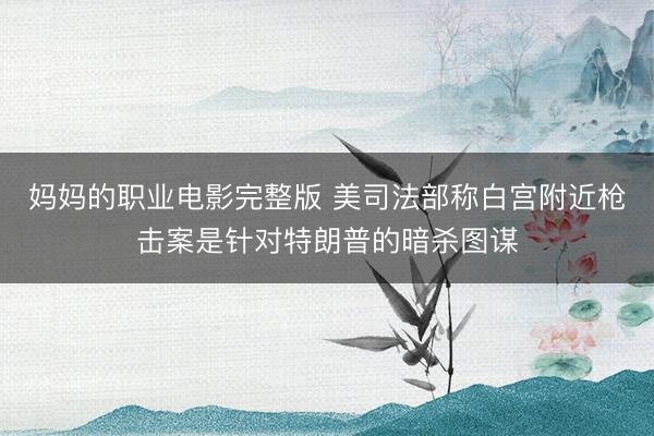 妈妈的职业电影完整版 美司法部称白宫附近枪击案是针对特朗普的暗杀图谋