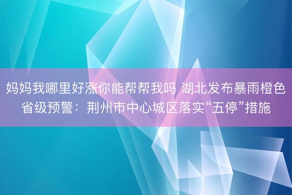 妈妈我哪里好涨你能帮帮我吗 湖北发布暴雨橙色省级预警：荆州市中心城区落实“五停”措施