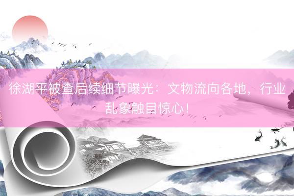 徐湖平被查后续细节曝光：文物流向各地，行业乱象触目惊心！