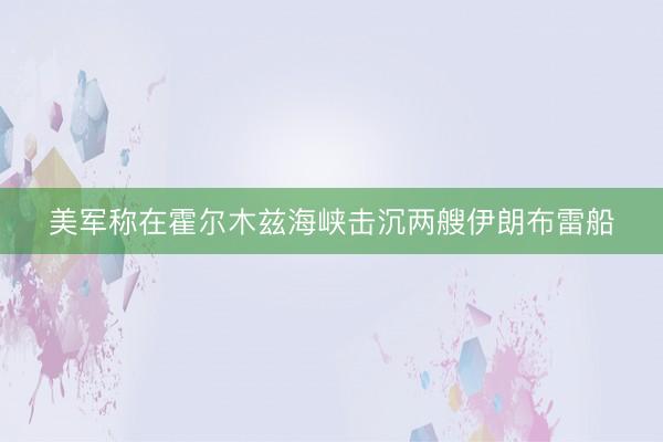 美军称在霍尔木兹海峡击沉两艘伊朗布雷船