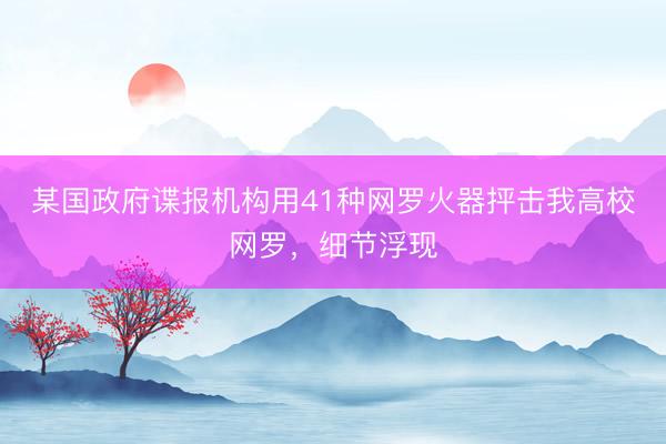 某国政府谍报机构用41种网罗火器抨击我高校网罗，细节浮现