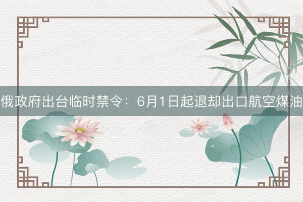 俄政府出台临时禁令：6月1日起退却出口航空煤油