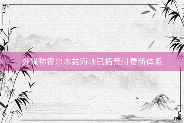 外媒称霍尔木兹海峡已拓荒付费新体系