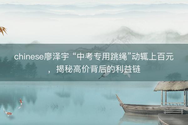 chinese廖泽宇 “中考专用跳绳”动辄上百元，揭秘高价背后的利益链