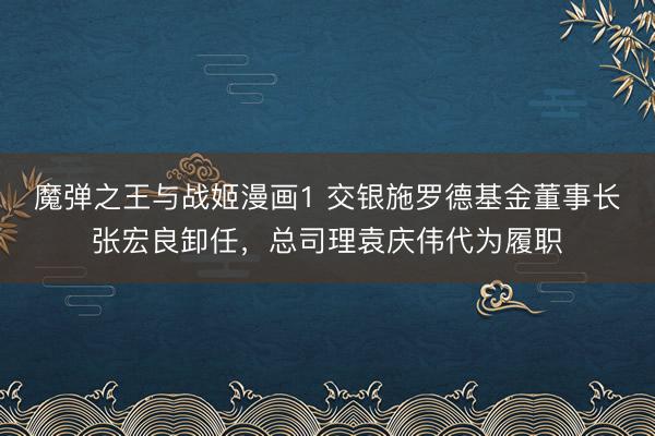 魔弹之王与战姬漫画1 交银施罗德基金董事长张宏良卸任，总司理袁庆伟代为履职