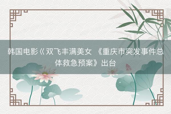 韩国电影巜双飞丰满美女 《重庆市突发事件总体救急预案》出台